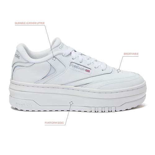 Image of Reebok Club C Extra Platform Sneakers for Women - White Casual Tennis Women's Fashion Sneakers - Womens Shoes Size 5 to 11