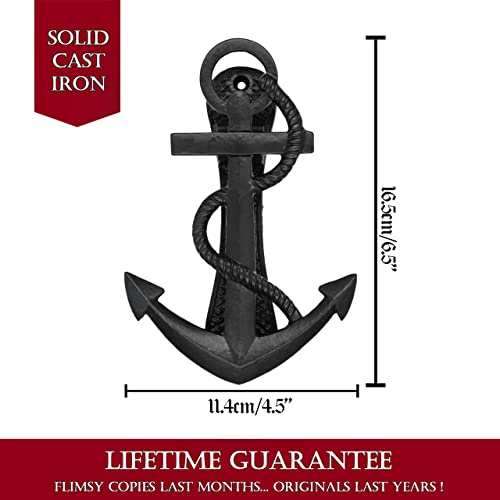 Sakega Nautical Ship's Anchor Antiqued Door Knocker- True Solid Cast Iron - 6 Inches Tall #TOP1