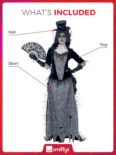 Smiffys Ghost Town Black Widow Costume, Grey with Top, Skirt, Hat,  Halloween Adult Fancy Dress, Adult Dress Up Costumes - BigaMart