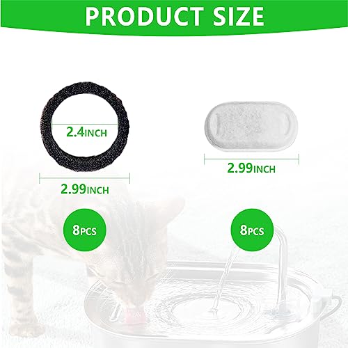 Filtros para fuente de agua para gatos HIFROM 8 piezas miniatura 2