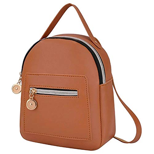 Mini sac à dos pour femmes Sacs en cuir PU pour femmes Petit sac à dos Sacs d'école de mode Sac à dos pour filles Sac à dos pour femme mignon; marron; FRjasnyfall Cover