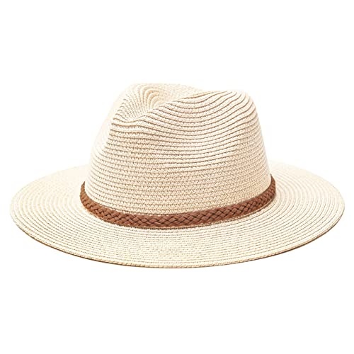 Accsa Women Sun Hat Stylish Panama Straw Hat Wide Brim Summer Hat Ladies Beach Hat Upf 50+ cover