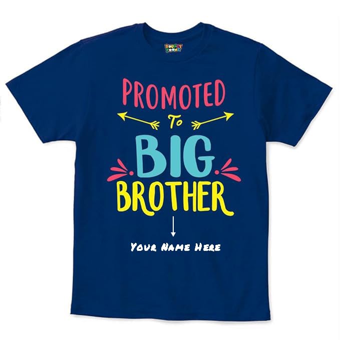 Bouncy ToonzBouncy Toonz Big Brother Regular Fit Tshirt | Big Brother Maternity Family Photoshoot Shirt For Boy | Navy Blue