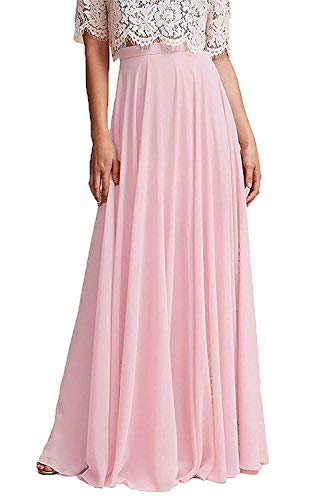 Diydress Women's Floor Length Chiffon Bridesmaid Party Dress High Waist Maxi Skirt Elastic Long Formal Skirt with Belt