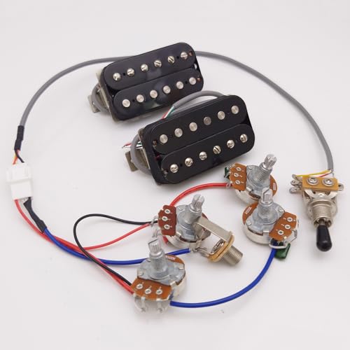 Classic 57 Plus Alnico II 50/50mm Electric Guitar Pickup Set Black with 4C 2V2T Wiring Harness for Gibson Les Paul Guitar Accessories