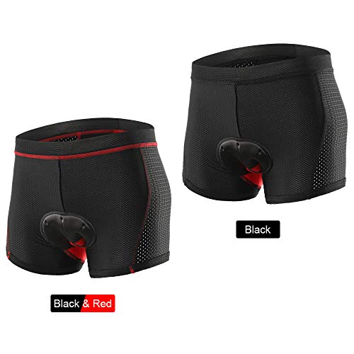 Bermuda masculina de ciclismo Explopur – Gel respirável acolchoado MTB para ciclismo, Black & Red, S