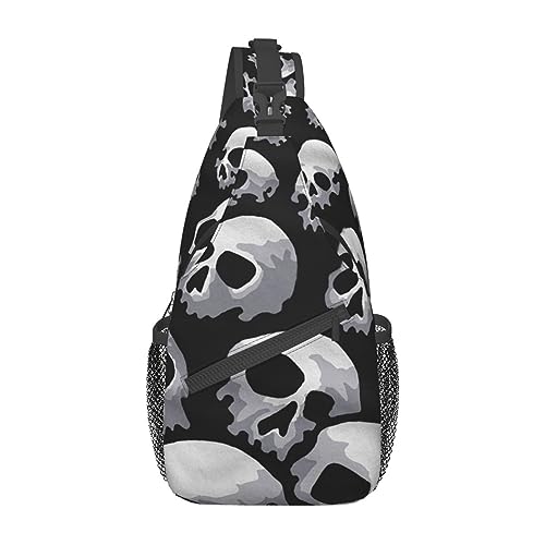 Sac à dos à bandoulière imprimé tête de mort noir à sangle réglable