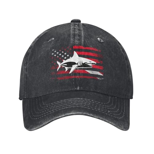 Joisbs Vintage Shark Scuba Dive Flag Stylish Washed Denim Baseball
