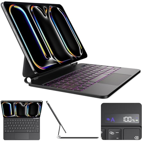 Image of for iPad Pro 11 inch M5 2025 & M4 2024 case with keyboard ,Magic Keyboard iPad Pro 11 inch M5 2025 & M4, Magnetic Attach,Multi-Gesture Trackpad,7-color backlight,Shortcut keys,Auto sleep /awake,Black