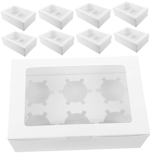 Cabilock 10piezas Cajas De Embalaje Para Panadería De Papel Con Ventana Compartimentos Para Cupcakes Cajas Para Tartas De Huevo Para Eventos De Pastelería y Entrega De Productos De Panaderí