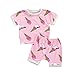 WangsCanis 2PCs Vestiti della Neonata Set Manica Corta Crop Top Pantaloni Pigiama Tuta Estate Tuta Sportiva T-Shirt Gelato Pantaloni Pantaloncini Bambini Vestiti Casual Abiti (Rosa, 12-18 Mesi)