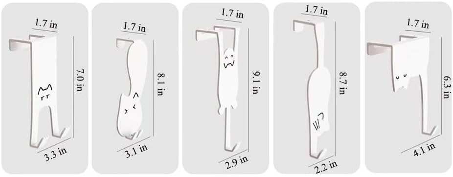Over The Door Hooks, Door Hangers Clothes Hangers Behind The Door, Wall-Mounted cat-Shaped Metal Hangers for Clothes, Hats, and Keys, Set of 5 - Image 4