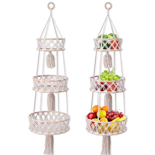 RFYTDCF 3 Etagen Obstkorb Hängend aus Baumwollseil, Handgefertigt Boho Hängekorb Küche Wandkörbe Makramee Hängekorb Obst Hängender Obstkorb für Wohnzimmer Badezimmer Schlafzimmer (110 cm) RFYTDCF 3 Etagen Obstkorb Hängend aus Baumwollseil, Handgefertigt Boho Hängekorb Küche Wandkörbe Makramee Hängekorb Obst Hängender Obstkorb für Wohnzimmer Badezimmer Schlafzimmer (110 cm)