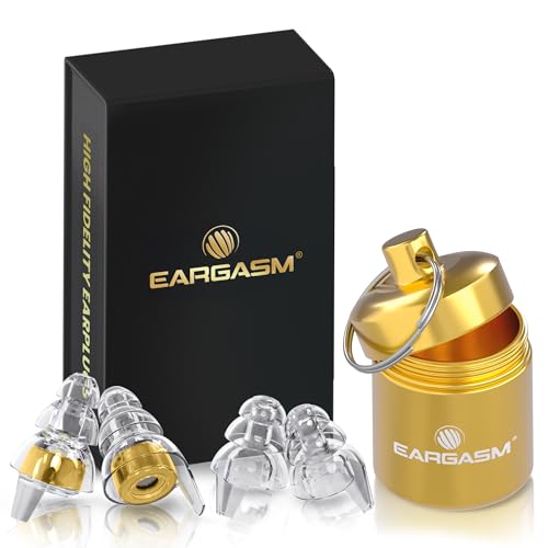 Image of Eargasm High Fidelity Gold Earplugs for Concerts, Festivals, Musicians, DJs, Night-Life, Motorcycle Hearing Protection - Reusable Ear Plugs for High Fidelity Noise Reduction up to 21 dB