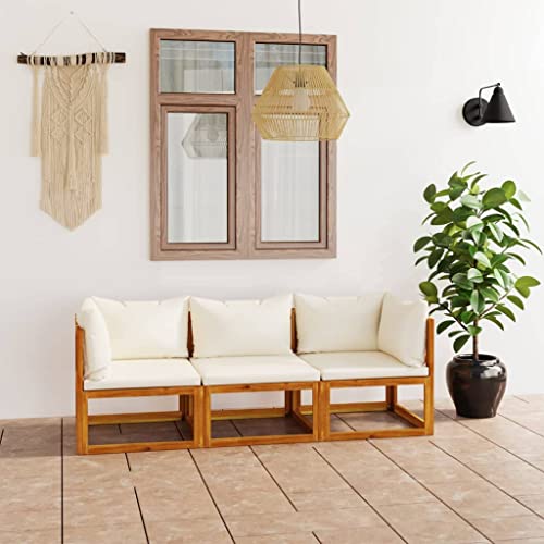 Tbest Sofá de 3 lugares, sofá para ambientes externos, acabamento a óleo, durável, decorativo para a