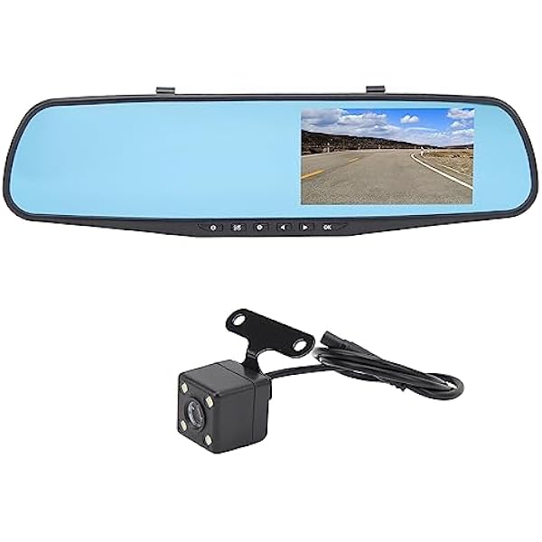 HD 1080P Dual Lens Mirror Dash Cam 4,3-calowy Monitor Przeciwodblaskowy do Parkowania Kamera Cofania (Z kartą pamięci 32g)