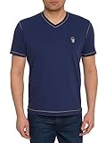 Robert Graham Men’s Damien Short Sleeve Cotton V-Neck T-Shirt Navy