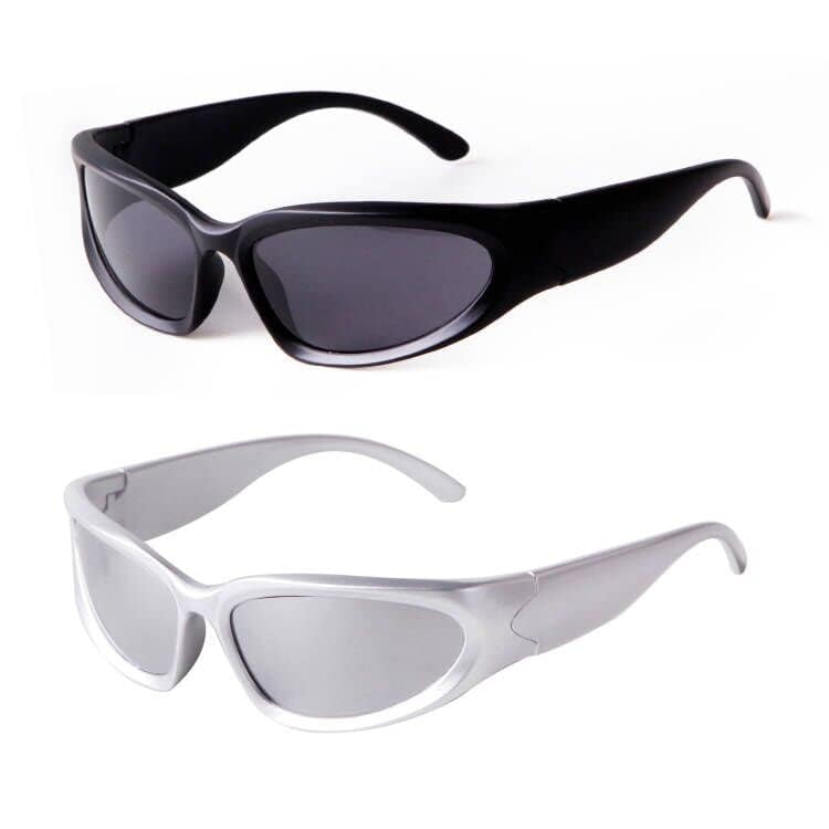 SORVINO Wrap Around Sunglasses for Men Women Oval Sunglasses Sport Shades Sliver Eyeglasses y2k2