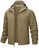 TACVASEN Men's Military Jackets Winter Tactical Training Camping Softshell Coat Khaki, M