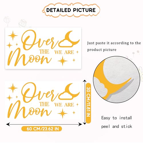 Decoración adhesiva pared tema luna baby shower miniatura 2