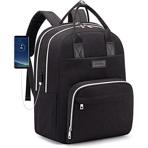 Laptop Backpack for Women, School College Fashion Travel Casual Bag Daypack Bookbag Purse, with USB Charging Port, Work Shopping Rucksack For Girl Lady Student Teacher Fits 15.6 Inch Netbook Cover