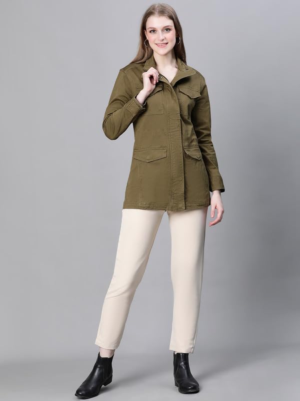 Image of oxolloxo Women Collared Snap Buttoned Long Sleeve Cotton Jacket