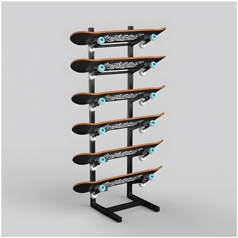 Metal Floor-Standing Display Rack for Skateboards and Skis - Space-Saving Organizer for Sports Equipment Storage