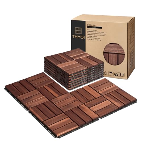THYOI 10 Pcs Deck Tiles, Patio Flooring - Outdoor Waterproof