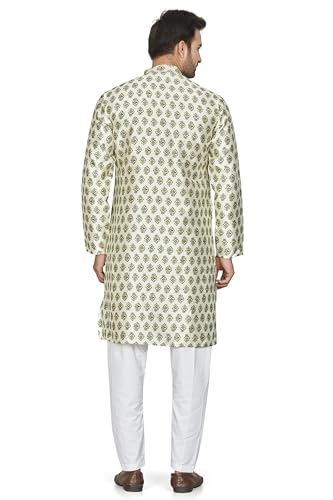 Image of BE ACTIVE Cotton Jacquard Blend Kurta for Men | Traditional and Elegant Design| Indian Kurta| | Full Sleeve Kurta| Classic Ethnic Elegance Green