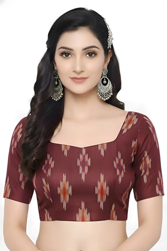 Image of Cotton Pochampally ikat unstitched blouse, Kurthi, long frock fabric material for women (1 meter, 2 meters & 3 meters)