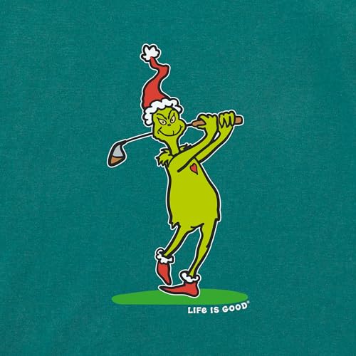 Life is Good Men's Crusher Holiday Tee Shirt, Short Sleeve Cotton Graphic T-Shirts, Grinch Mulligan Hooligan2
