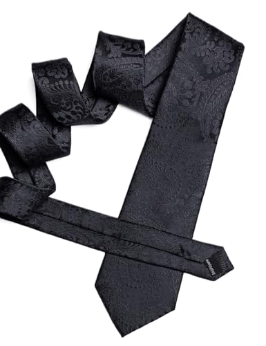 Image of YOHOWA Mens Ties Set Wedding Paisley Neckties with Handkerchief Cufflinks Formal Business