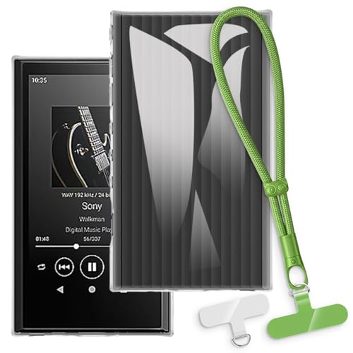 OAGELIM 2-in-1�ی�P�[�X�ƃ��X�g�X�g���b�v Sony NW-A306 �Ƃ̌݊������� ���O���\�ȃ��j���[�h�t���d�b�J�o�[�A����~�ߕ����h�~�O���b�v�n���h�� (�N���A + �O���[��)