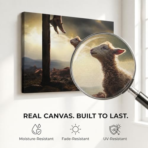 Image of GUN SUPPLIES OUTLET LLC Jesus and Lamb Canvas Wall Art The Sacrifice of Jesus Picture Religious Christian Home Decor Print 12x16 inch