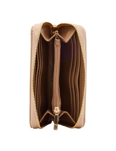 Anne Klein Womens Zip Around Wallet, Sesame4