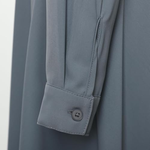 Image of FAD-4U Church Clergy Dress for Women Long Sleeve Rows Buttons A Line Dress with Tab Collar