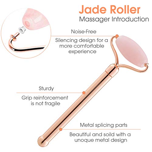 Facial Roller,4 in 1 Rose Quartz Facial Jade Roller & Massager, 4 Changeable heads Facial Skin Care Tools for Face Roller, Eye, Neck, Body