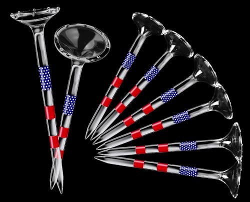 prowithlin EagleGlo Golf Tees, Golf Tees 3 1/4'' Unbreakable Transparent Acrylic, Plastic Golf Tees Reduce Side Spin & Friction, Long Golf Tees Bulk with Big Cup & 8 Prongs Golf Accessories for Men