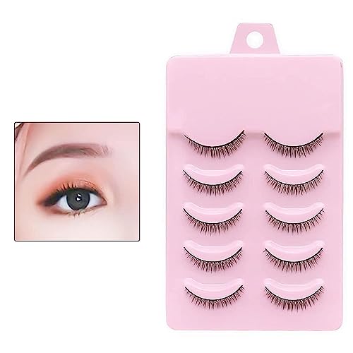 Lot de 5 paires de faux cils courts de 8 mm - Pour les yeux - Naturel - Ajustement parfait - Extensions de cils en fibre artificielle - Outils de maquillage pour femme