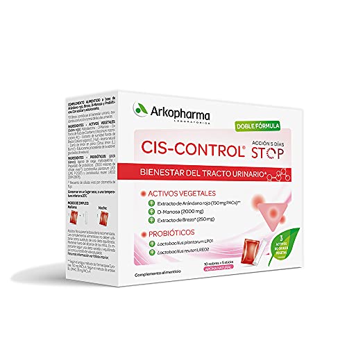 Arkopharma Ciscontrol Stop 15 Sobres Con Probióticos, Bienestar Urinario Y Cistitis, Acción En 5 Días, Arándano Rojo, Arándano Rojo, D-Manosa, Brezo, Probióticos