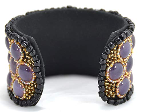 Bracelet ouvert violet rigide en porcelaine, cadeau idéal