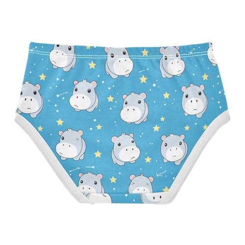 Wusikd Cute Hippopotamus Girls' Underwear Cotton Stars Girls Briefs Soft Toddler Underwear 2T2
