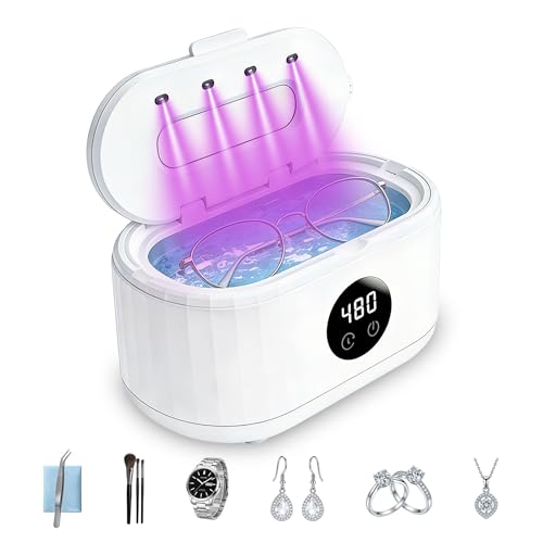 Nettoyeur Ultrasons, 50 kHz UV Ultrasonic Cleaner, Bac a Ultrason 5 Modes de Nettoyage, Nettoyeur Ultrason Bijoux adapté aux Lunettes, Bijoux, Prothèses...