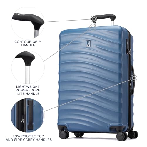 Image of Travelpro Maxlite Air V2 Hardside Expandable Checked Luggage, 8 Spinner Wheels, Lightweight Hard Shell Suitcase, TSA lock, Ensign Blue, Checked Medium 25-Inch