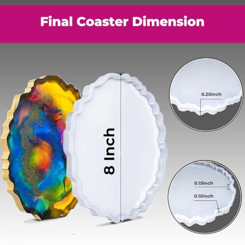 Image of Oytra Resin Coaster Making Kit Epoxy Art DIY Craft Set for Beginners with Silicone Mould Liquid Casting Material & Tools Coasters Gift Kit (8 Inch Coaster Kit)