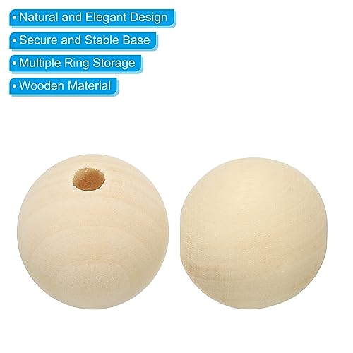 PATIKIL 30mm Wood Color Round Craft Bead, 25 Pack Natural Wood Beads for DIY Craft Jewelry Making Home Decoration - Image 4