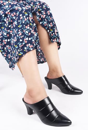 Image of TRYME Fashion Pointed for Party and Formal Occasions Mules Cone Block Heel Sandals for Girls & Women