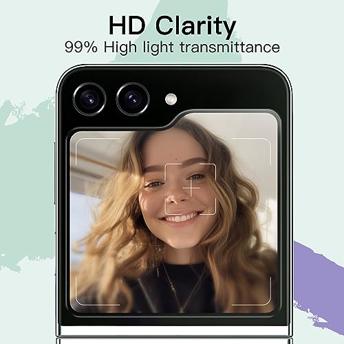 JETech Front Screen Protector for Samsung Galaxy Z Flip 5, 9H Tempered Glass Film, Anti-Scratch, HD Clear, 3-Pack