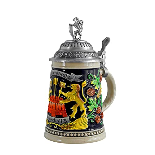 0.5L Beer Stein With Matel Pewter Lid Stanley Steel Germany Oktoberfest Tankard Eagle Bierkrug Drinking Glass Horn Coffee Mug Stine Christmas Ornaments Cup Broeder Horse Portawrap Thermos #TOP14