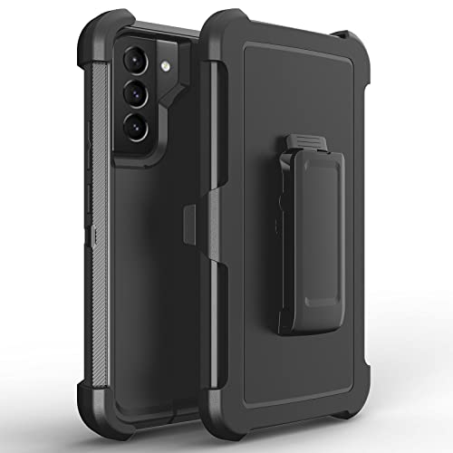 Defender Case for Samsung Galaxy S21 FE 5G,Bisbkrar Phone Case [Military Grade] 3 in 1 Shockproof Rugged Protective, Heavy Duty Bumper Cover for Galaxy S21 FE 5G(Black(with Belt Clip)) (Black)